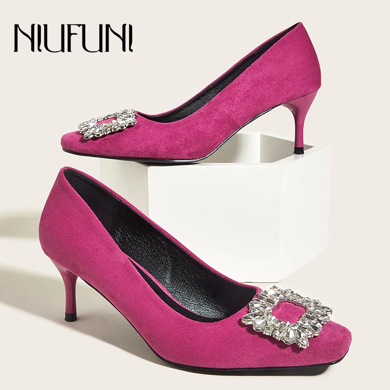 Square Toe Rhinestone Square Buckle Women's Shoes Suede Solid Color Stiletto High Heels Summer Slip On Women's Pumps Rose Red
Square Toe Rhinestone Square Buckle Women's Shoes Suede Solid Color Stiletto High Heels Summer Slip On Women's Pumps Rose Red