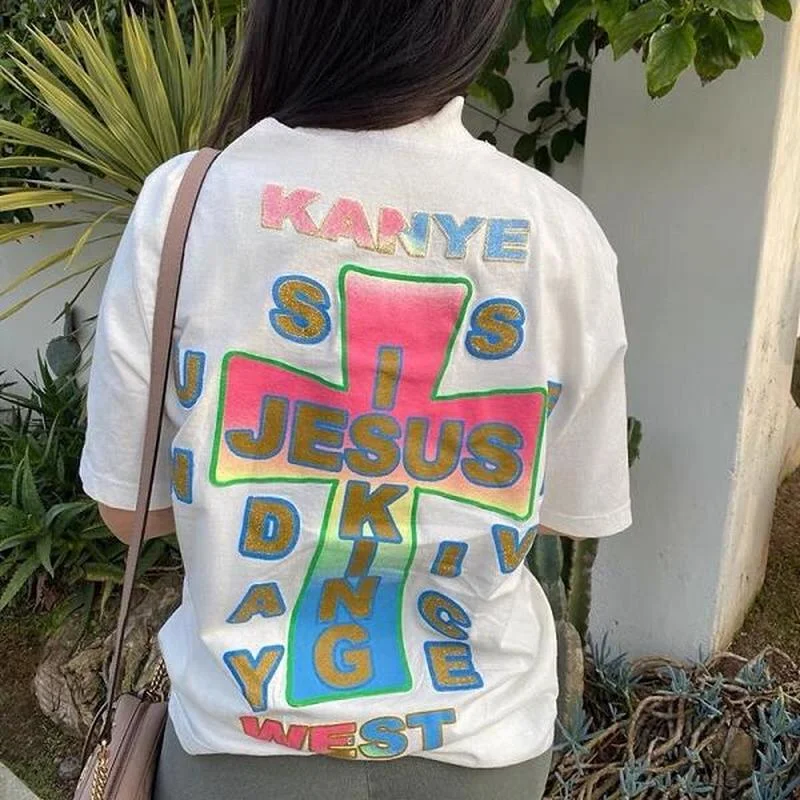 22SS Color Cross Letter Printing 100% Cotton EU Size JesuS Is King T Shirt Men Women High Street Summer Kanye West Demon Slayer
22SS Color Cross Letter Printing 100% Cotton EU Size JesuS Is King T Shirt Men Women High Street Summer Kanye West Demon Slayer