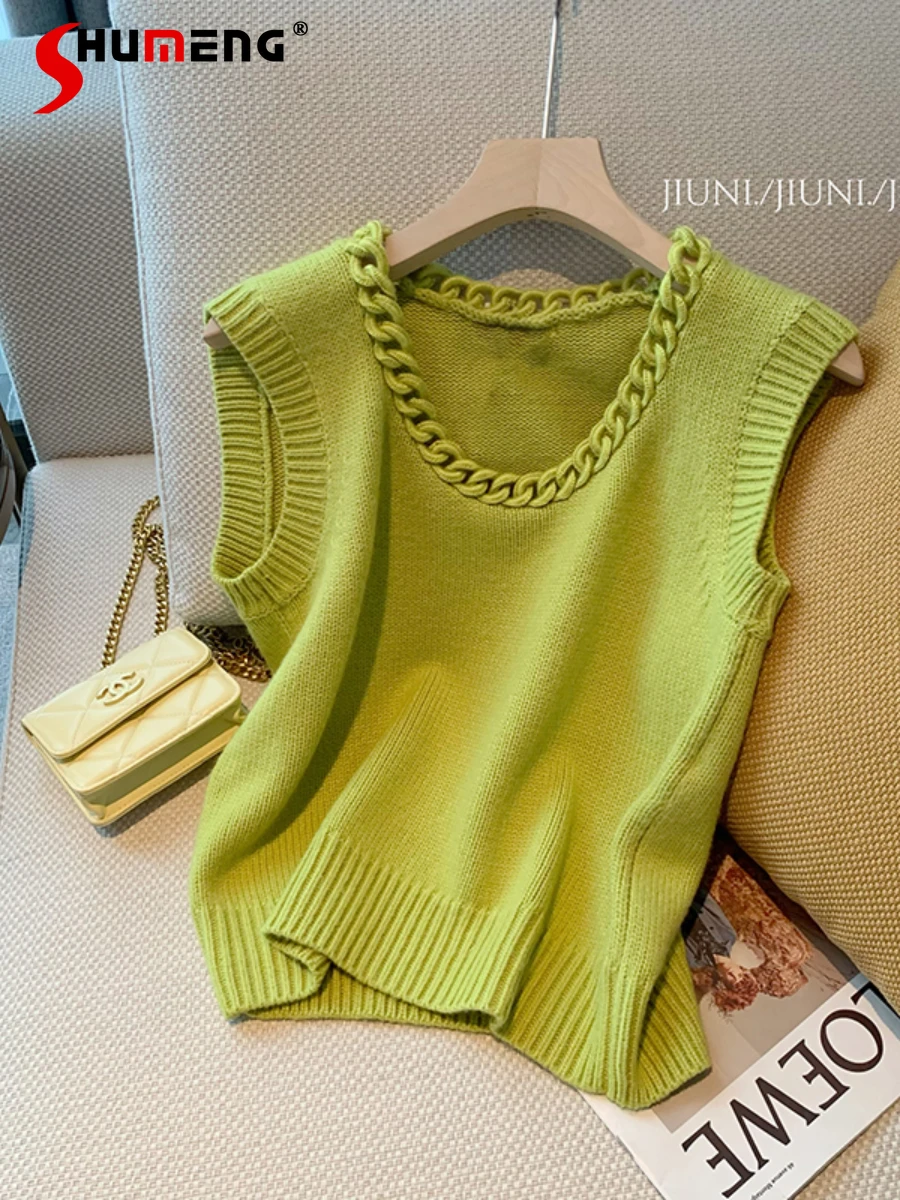 French Style Fashion Elegant Solid Color Knitted Vest Top Women's 2022 Summer New Simple Retro Round Neck Pullover Knitting Tank
French Style Fashion Elegant Solid Color Knitted Vest Top Women's 2022 Summer New Simple Retro Round Neck Pullover Knitting Tank