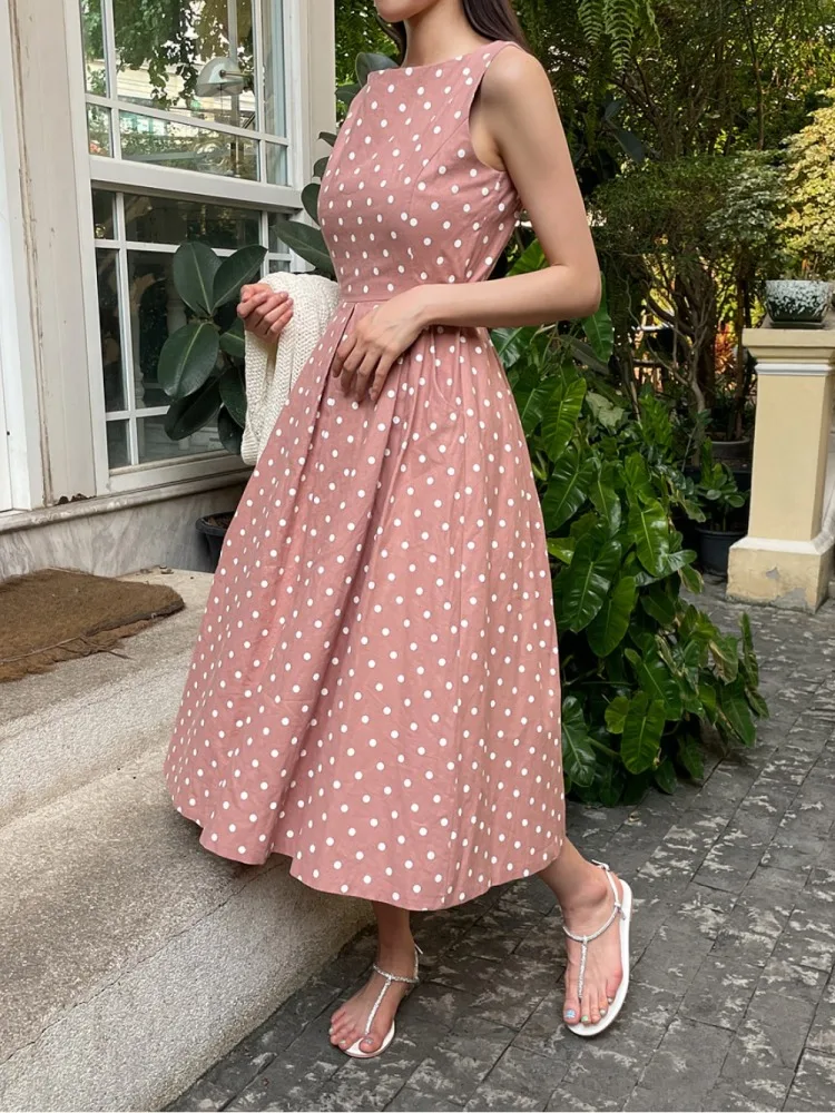 Women's Summer Vintage Cotton Dot Long Tank Dress Sleeveless Slim A-line Midi Sundress Korea Style 2023
Women's Summer Vintage Cotton Dot Long Tank Dress Sleeveless Slim A-line Midi Sundress Korea Style 2023