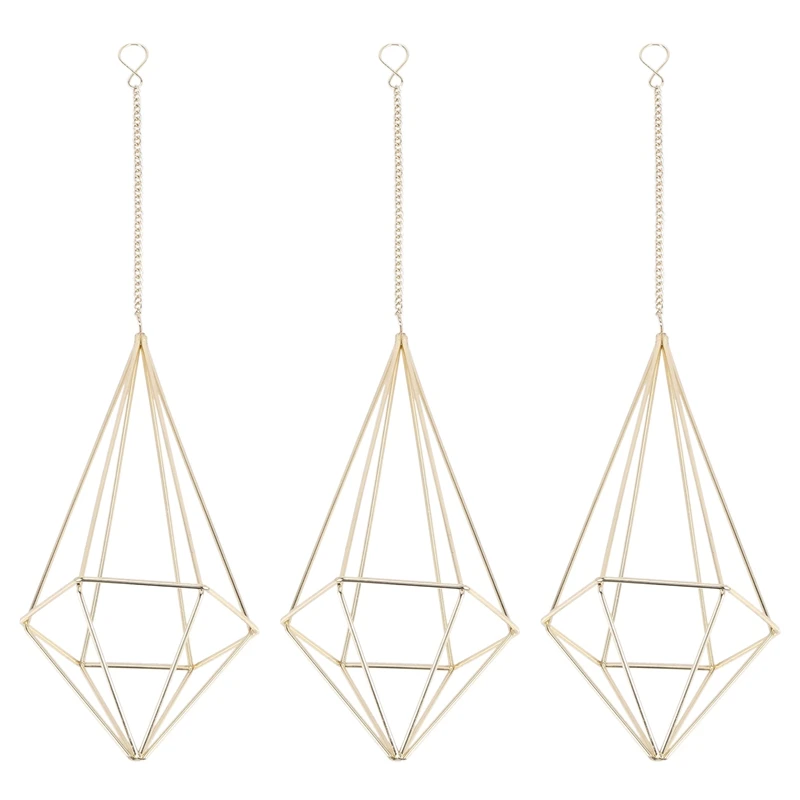 3X Hanging Air Plant Holder Modern Geometric Planter With Chain Tillandsia Container Himmeli Wall Decor, Gold
3X Hanging Air Plant Holder Modern Geometric Planter With Chain Tillandsia Container Himmeli Wall Decor, Gold