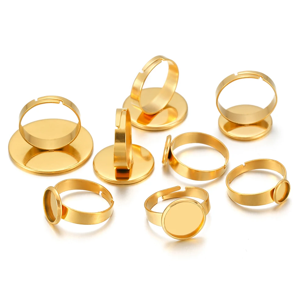 10pcs Stainless Steel Adjustable Round Blank Bezel Tray Rings Settings for Diy Jewelry Handmade Accessories Supplies Wholesale 
10pcs Stainless Steel Adjustable Round Blank Bezel Tray Rings Settings for Diy Jewelry Handmade Accessories Supplies Wholesale
