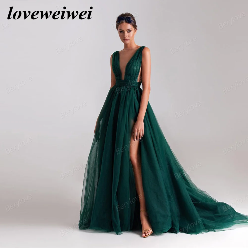Loveweiwei Green A line Evening Dress Flowing Tulle Long Prom Dress Deep V Neck Side Slit Party Dress Formal Elegant Robe Soirée
Loveweiwei Green A line Evening Dress Flowing Tulle Long Prom Dress Deep V Neck Side Slit Party Dress Formal Elegant Robe Soirée