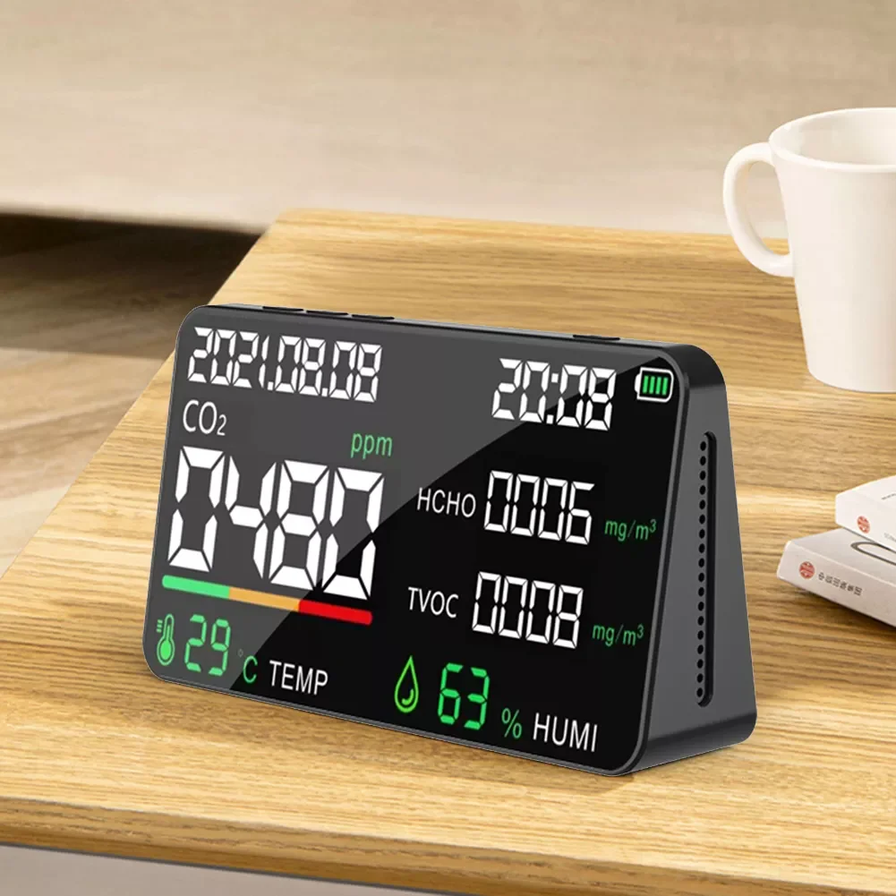 Multi-function Air Quality Monitor Digital Display CO CO2 HCHO TVOC Gas Detector Carbon Dioxide Meter Temperature Humidity Senso
Multi-function Air Quality Monitor Digital Display CO CO2 HCHO TVOC Gas Detector Carbon Dioxide Meter Temperature Humidity Senso