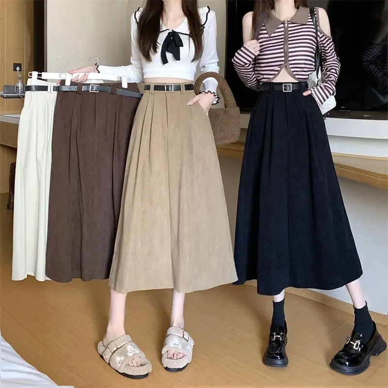 2023 Autumn Casual Corduroy High Waisted Loose A-Line Long Skirt Women's Skirts Elegant Tight Japanese Harajuku Fashion Traf Y2k
2023 Autumn Casual Corduroy High Waisted Loose A-Line Long Skirt Women's Skirts Elegant Tight Japanese Harajuku Fashion Traf Y2k