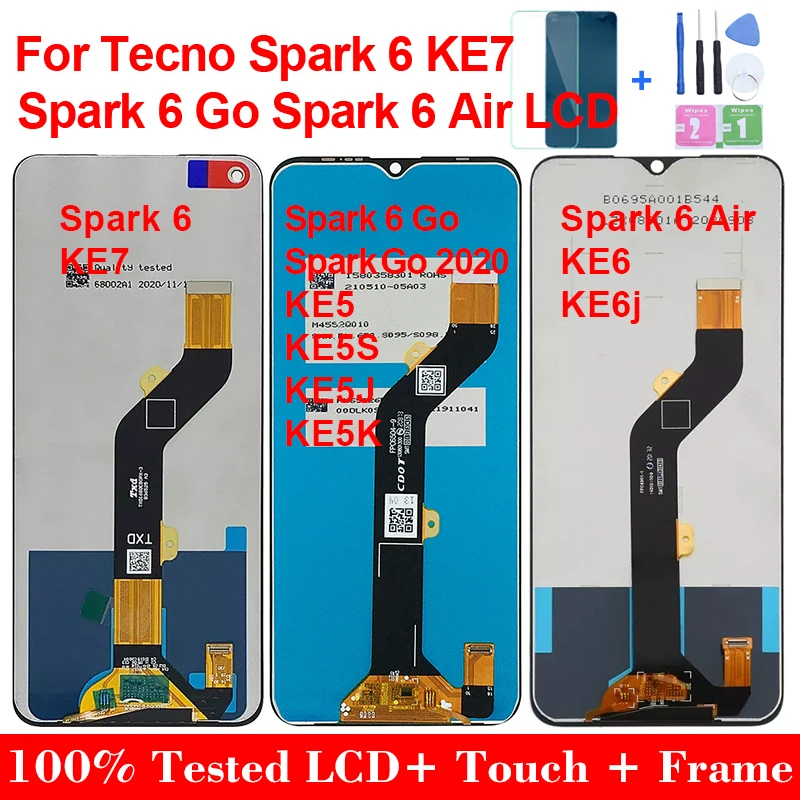 Original For Tecno Spark 6 KE7 LCD Spark 6 Go KE5j KE5k Spark 6 Air KE6 KE6j Display Touch Screen Digitizer Assembly Replacement
Original For Tecno Spark 6 KE7 LCD Spark 6 Go KE5j KE5k Spark 6 Air KE6 KE6j Display Touch Screen Digitizer Assembly Replacement