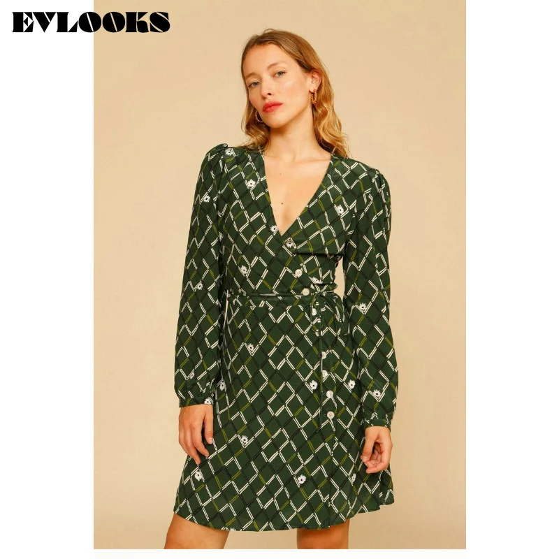 EVLOOKS Women Green Geometric Printed Big Size Summer Mini Dress Elegant In Stock New V-Neck Long Puff Sleeve Loose Spring 2023
EVLOOKS Women Green Geometric Printed Big Size Summer Mini Dress Elegant In Stock New V-Neck Long Puff Sleeve Loose Spring 2023