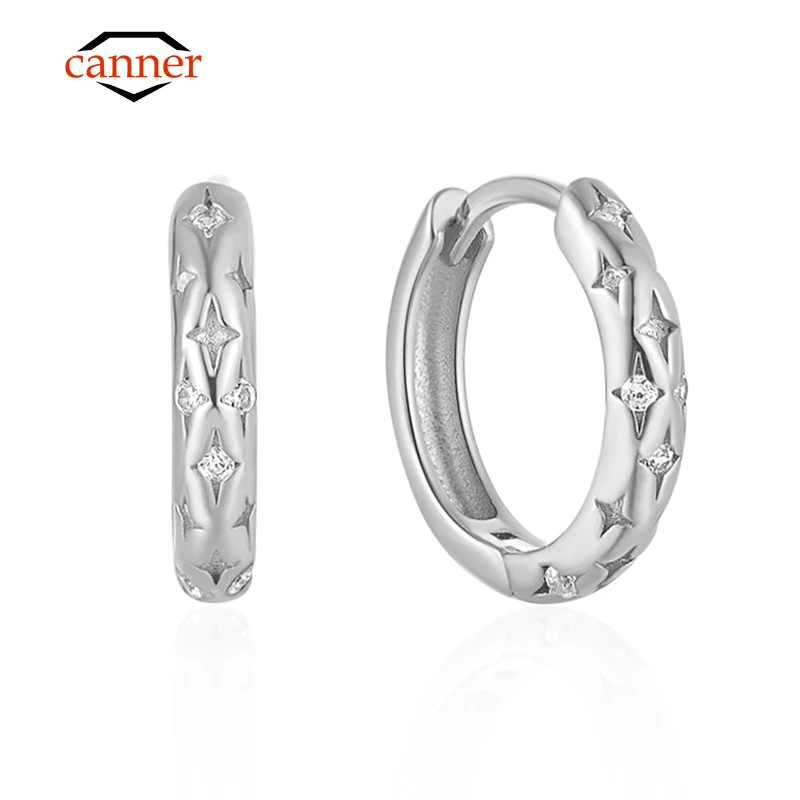 CANNER Star Zircon 925 Sterling Silver Hoop Earrings for Women Gold Color Round Circle Earing Fine Jewelry Accessory Pendientes
CANNER Star Zircon 925 Sterling Silver Hoop Earrings for Women Gold Color Round Circle Earing Fine Jewelry Accessory Pendientes