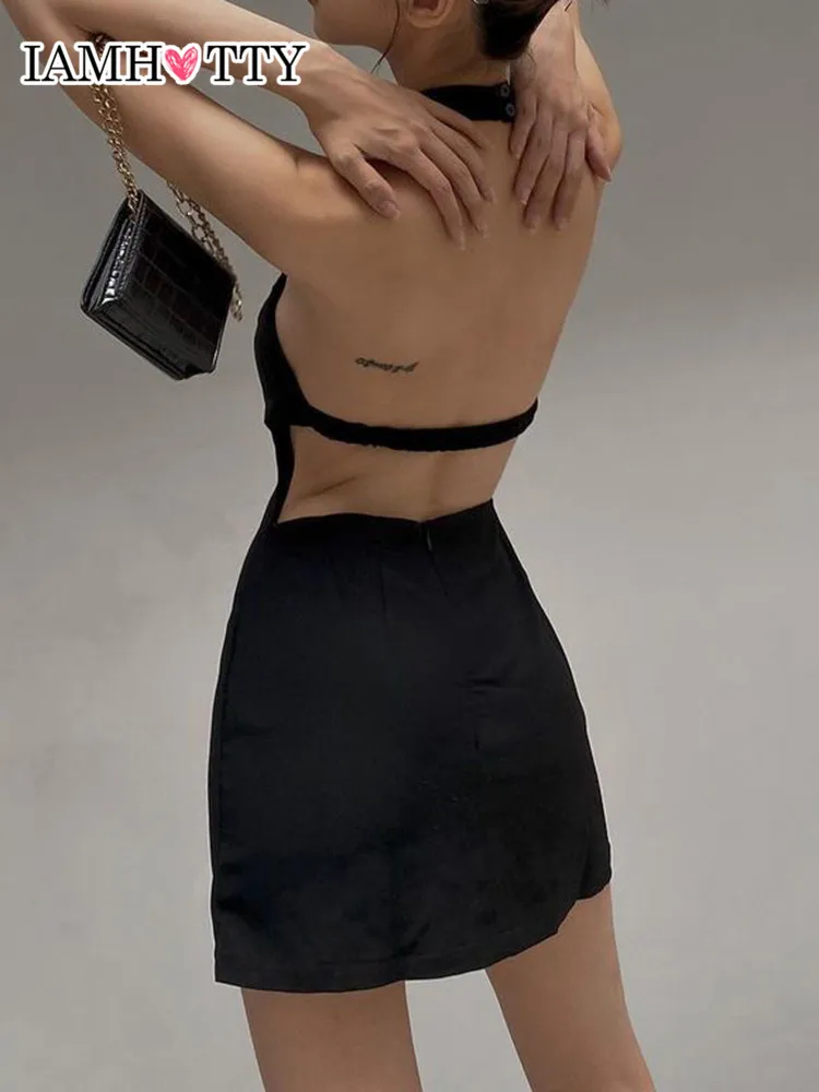 IAMHOTTY Black Party Dress Hollow Out Sexy Sleeveless Tank Dresses Night Clubwear Bodycon Elegant Mini Dresses Korean Style Hot 
IAMHOTTY Black Party Dress Hollow Out Sexy Sleeveless Tank Dresses Night Clubwear Bodycon Elegant Mini Dresses Korean Style Hot