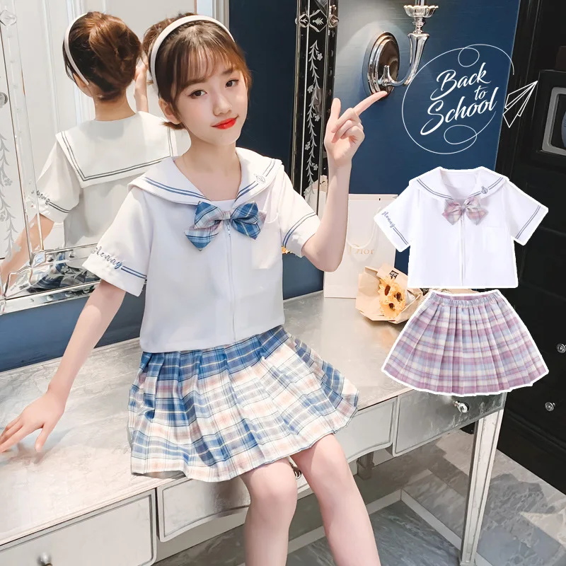 Girls Classic Clothes Set Teenage Summer JK Uniform Zipper Design Short Sleeves Top And Skirt 2Pcs Suits School Uniform With Tie 
Girls Classic Clothes Set Teenage Summer JK Uniform Zipper Design Short Sleeves Top And Skirt 2Pcs Suits School Uniform With Tie
