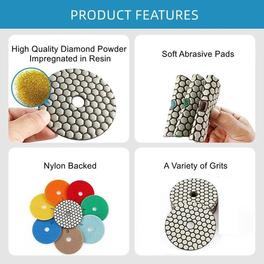 4 Inch Diamond Dry Polishing Pad Sharp Flexible Sanding Disc For Granite Marble Stone Grinding Wheel Power Tool Accessories
4 Inch Diamond Dry Polishing Pad Sharp Flexible Sanding Disc For Granite Marble Stone Grinding Wheel Power Tool Accessories