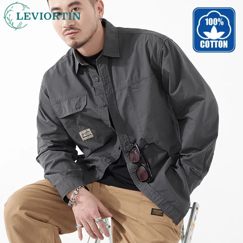 Casual Cargo Shirt Men 100% Cotton Premium Designer Clothes Spring New Long Sleeve Solid Vintage Versatile Lapel Blouse Top
Casual Cargo Shirt Men 100% Cotton Premium Designer Clothes Spring New Long Sleeve Solid Vintage Versatile Lapel Blouse Top