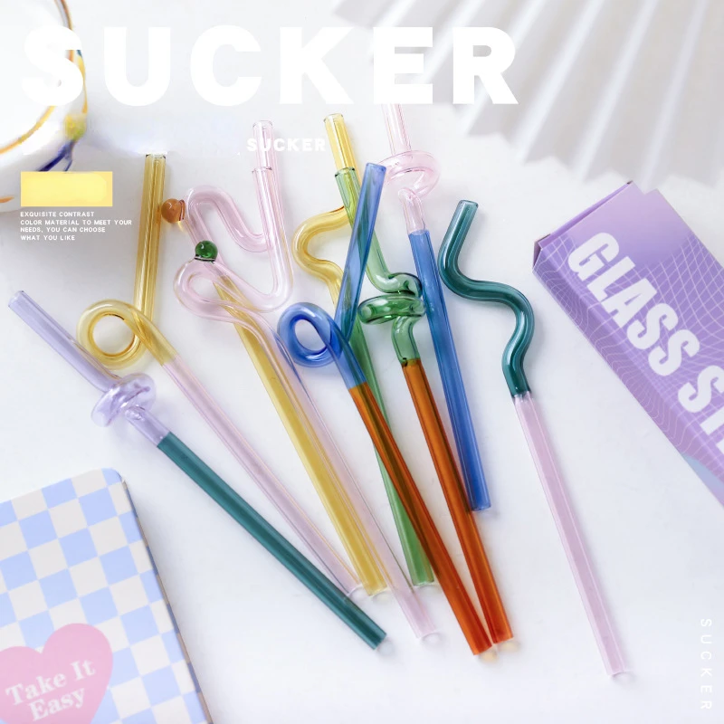 Japanese Funny Glass Straw Gift Box Set Transparent Fruit Juice Milk Beverage Straw Milk Tea Color Contrast Twisted Elbow Straw
Japanese Funny Glass Straw Gift Box Set Transparent Fruit Juice Milk Beverage Straw Milk Tea Color Contrast Twisted Elbow Straw
