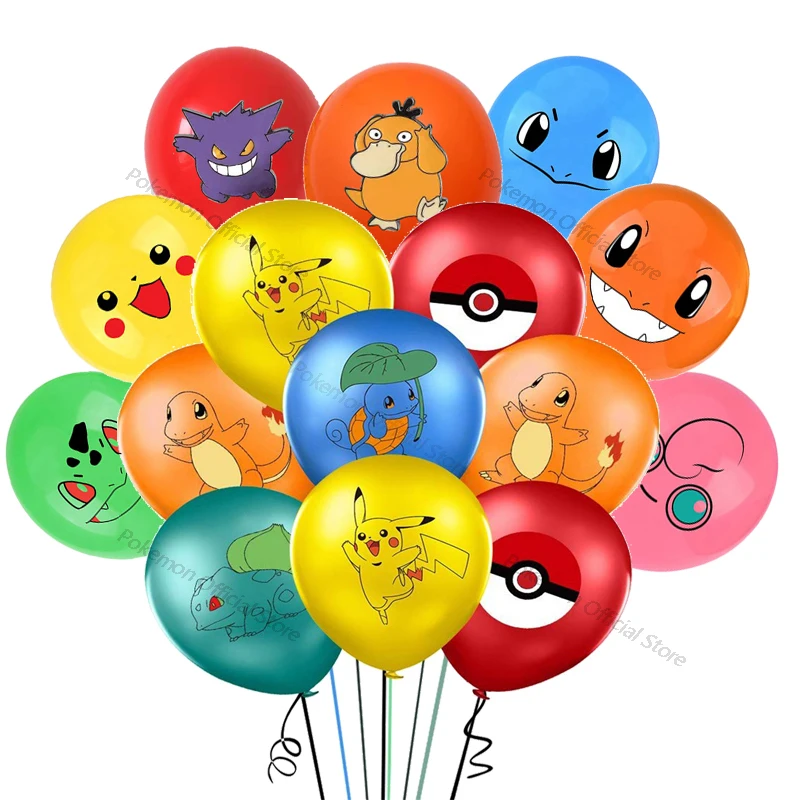 

New Pokemon Theme Party Balloons Cartoon Pikachu Charmander Bulbasaur Squirtle Latex Balloon Children's Birthday Decoration