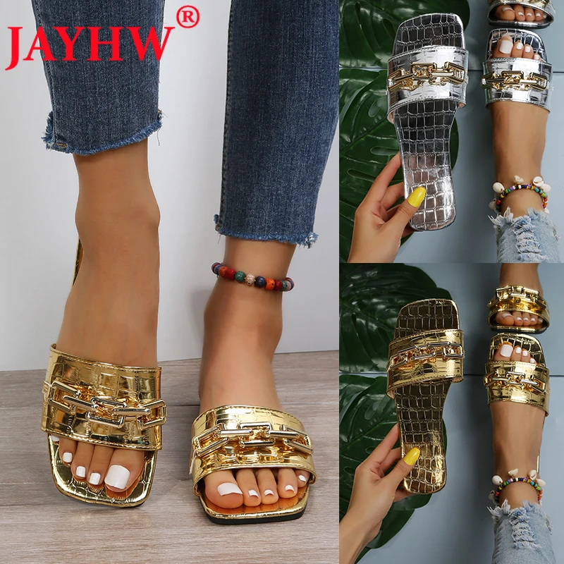 JAYHW Summer Gold Silver Weaving Soft Slippers For Women Square Toe Flat Sandals Woman Plus Size 43 Summer Beach Flops Female
JAYHW Summer Gold Silver Weaving Soft Slippers For Women Square Toe Flat Sandals Woman Plus Size 43 Summer Beach Flops Female