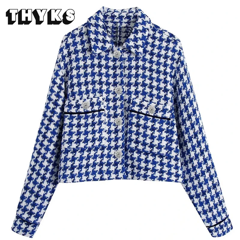 Spring Ladies Vintage Tweed Short Jacket Coat Rhinestone Button Long Sleeve Patch Pocket Top Fashion Elegant Chic Ladies Jaqueta
Spring Ladies Vintage Tweed Short Jacket Coat Rhinestone Button Long Sleeve Patch Pocket Top Fashion Elegant Chic Ladies Jaqueta