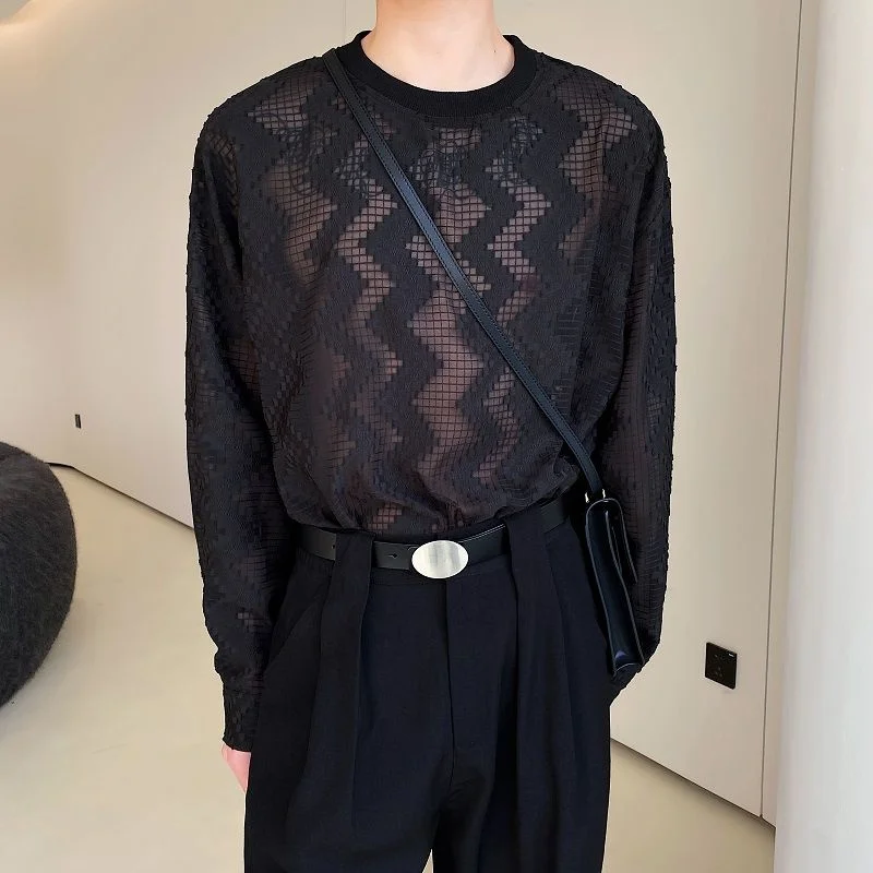 SYUHGFA Men Clothing Long Sleeve Black T-shirt 2022 Summer Harajuku Round Collar Tee Tops Thin Transparent T-shirts For Male
SYUHGFA Men Clothing Long Sleeve Black T-shirt 2022 Summer Harajuku Round Collar Tee Tops Thin Transparent T-shirts For Male