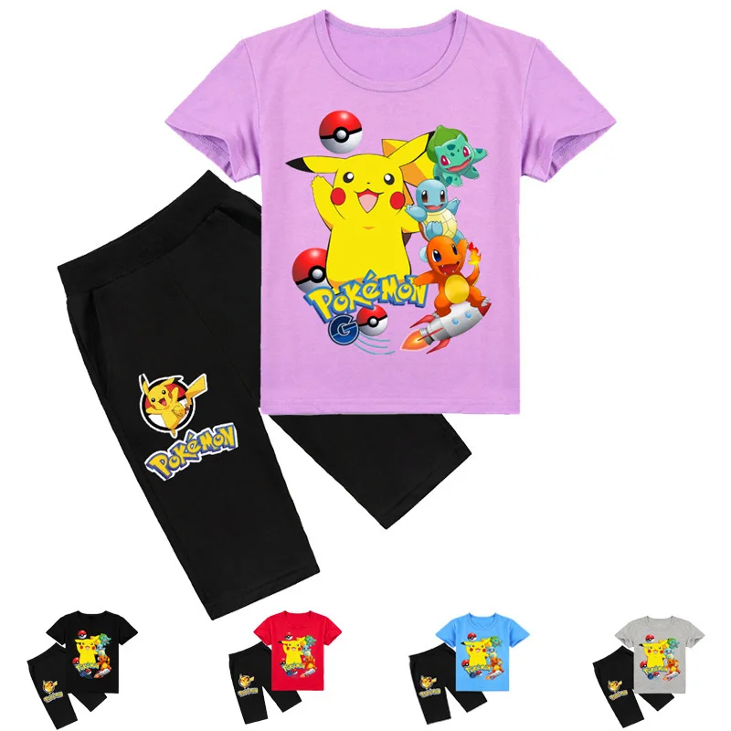 Anime Pokemon Pikachu Fashion Cartoon Boys and Girls Printing Summer O-Neck Casual Short-sleeved T-shirt + Shorts Suit Two-piece
Anime Pokemon Pikachu Fashion Cartoon Boys and Girls Printing Summer O-Neck Casual Short-sleeved T-shirt + Shorts Suit Two-piece