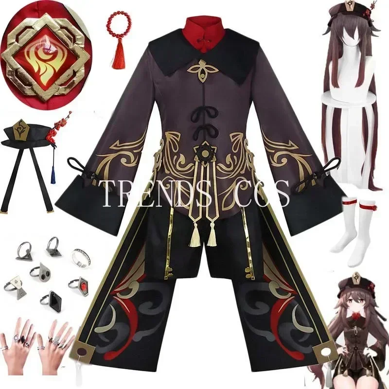 Hu Tao disfraz de Cosplay uniforme, trajes de lujo, vestido, sombrero, calcetines, peluca, accesorios, anillos de dedo, trajes H
Hu Tao disfraz de Cosplay uniforme, trajes de lujo, vestido, sombrero, calcetines, peluca, accesorios, anillos de dedo, trajes H