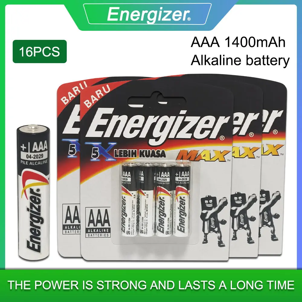 

16pcs New Energizer 1.5V 1400mAh AAA LR03 Alkaline Battery For Toy Flashlight Mouse Clock Remote Control Dry Primary Batteries