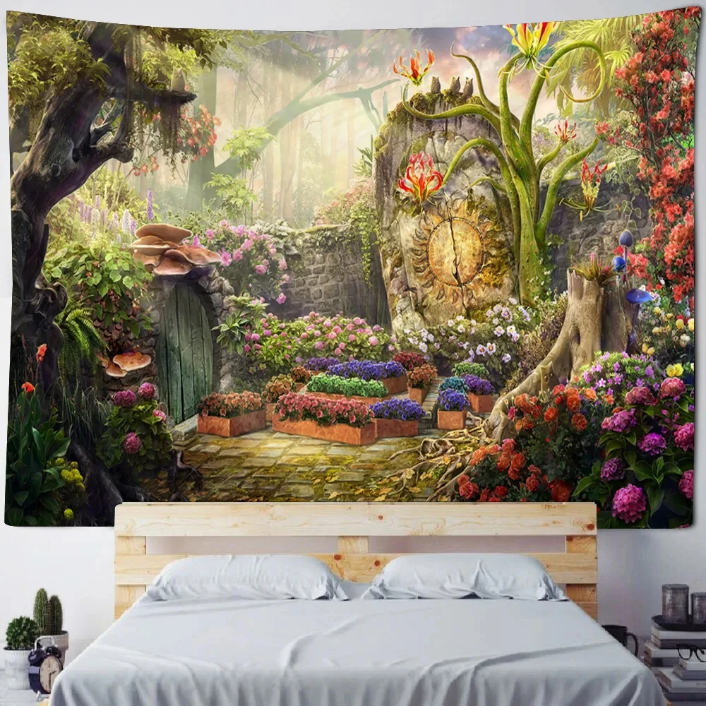 

Fairy Tale Fantasy Mushroom Tapestry Bohemian Home Decoration Blanket Hippie Children's Room Art Nature Forest Background Cloth