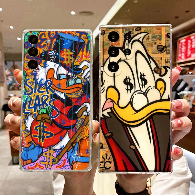 

Disney Duck Donald Transparent Phone Case For Samsung S23 S22 S21 S20 FE Ultra Pro Lite S10 S10E S9 S8 Plus 5G