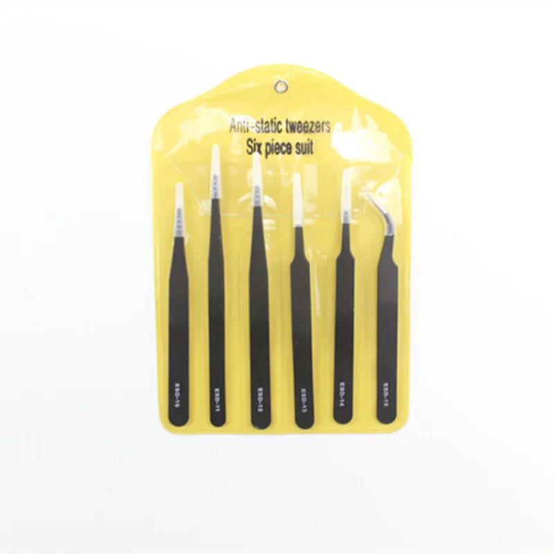 6pcs antistatic stainless steel tweezer set maintenance repair tool kit antistatic model making tool hand tool set
6pcs antistatic stainless steel tweezer set maintenance repair tool kit antistatic model making tool hand tool set