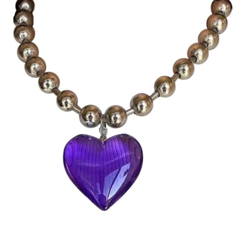 

Цепочка с подвеской в виде сердца, ожерелье из цепочки с бусинами в стиле хип-хоп, колье до ключиц, украшение для вечеринки в стиле панк, кристаллы