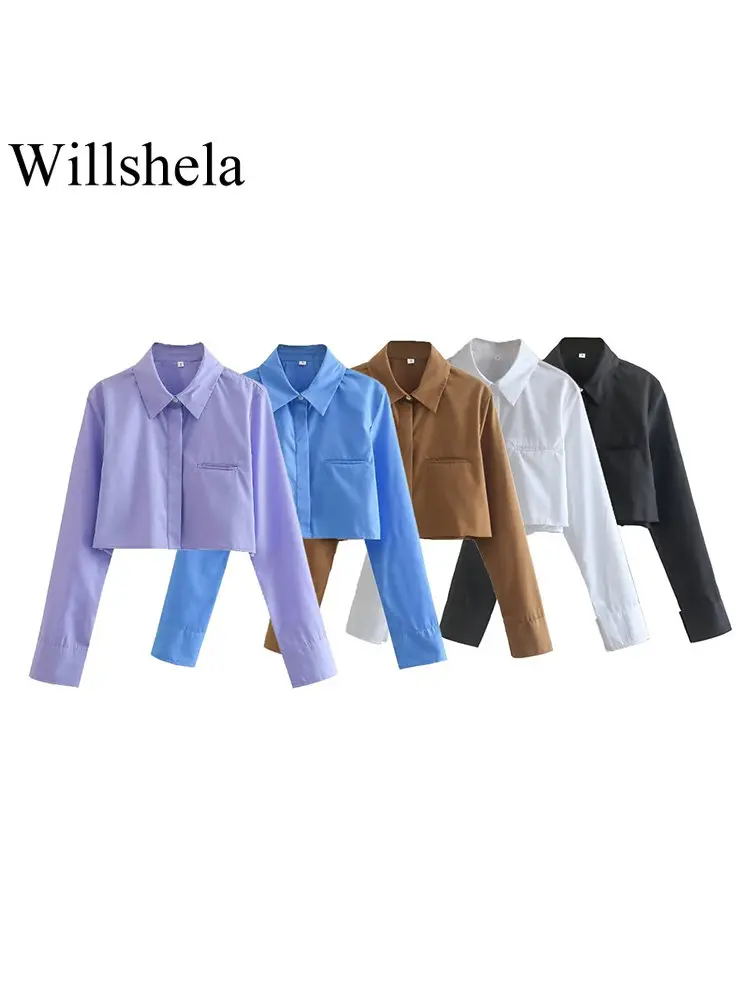 Willshela Women Fashion Solid Short Blouse Vintage Single Breasted Lapel Neck Long Sleeves Female Chic Lady Shirts
Willshela Women Fashion Solid Short Blouse Vintage Single Breasted Lapel Neck Long Sleeves Female Chic Lady Shirts