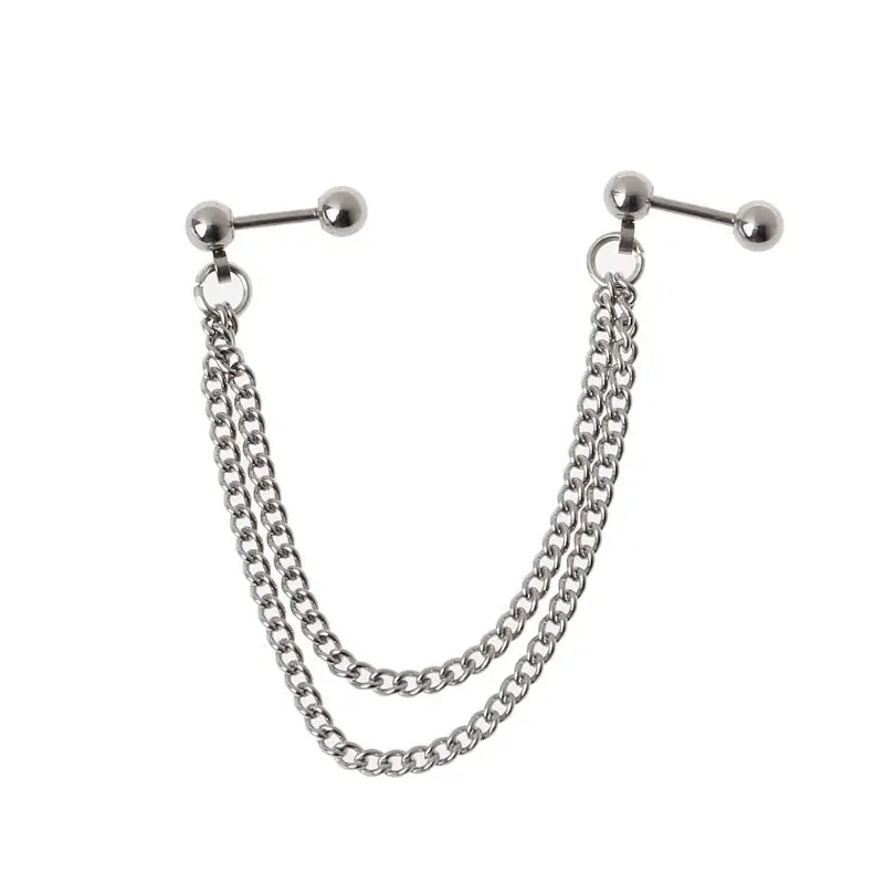 Chic Cartilage Double Piercing Holes Chain Hoop Earrings Minimalist Bar Stud Jewelry Gift for Valentines Day Birthday
Chic Cartilage Double Piercing Holes Chain Hoop Earrings Minimalist Bar Stud Jewelry Gift for Valentines Day Birthday