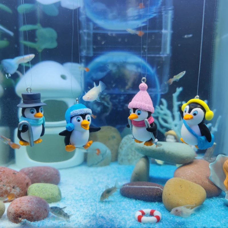

Cute Floating Penguin Ornaments for Aquarium Decoration Fish Tank Landscaping Miniature Aquarium Accessories