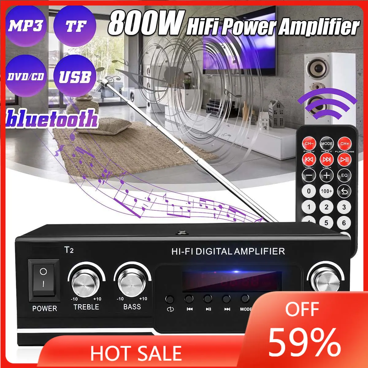 800WHome Digital Amplifiers Audio 100-220V DC12V Bass Audio Power bluetooth Amplifier Hifi FM USB Auto Music Subwoofer Speakers
800WHome Digital Amplifiers Audio 100-220V DC12V Bass Audio Power bluetooth Amplifier Hifi FM USB Auto Music Subwoofer Speakers