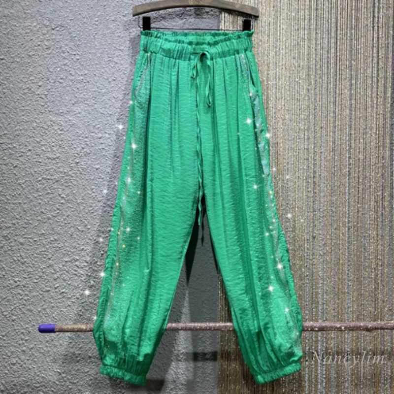 Thin Pants Summer Women's Clothes 2022 Casual Elastic High Waist Loose Cool Hot Rhinestone Ankle Banded Sport Harem Trousers
Thin Pants Summer Women's Clothes 2022 Casual Elastic High Waist Loose Cool Hot Rhinestone Ankle Banded Sport Harem Trousers
