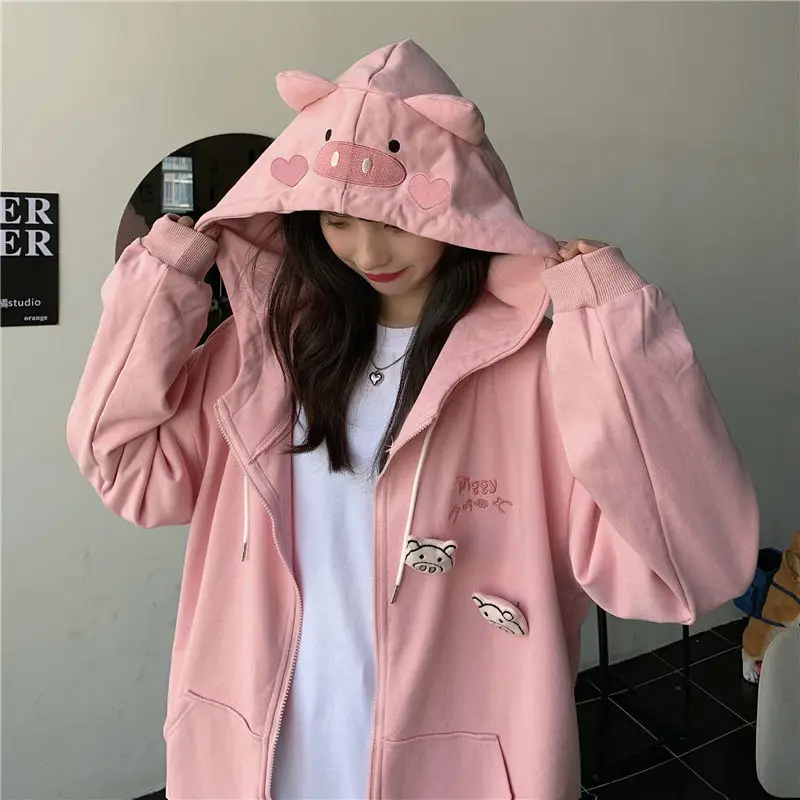 Spring autumn hooded pig ears sweater coat female cute design playful girl loose cardigan top cyber y2k ropa mujer zip hoodie
Spring autumn hooded pig ears sweater coat female cute design playful girl loose cardigan top cyber y2k ropa mujer zip hoodie