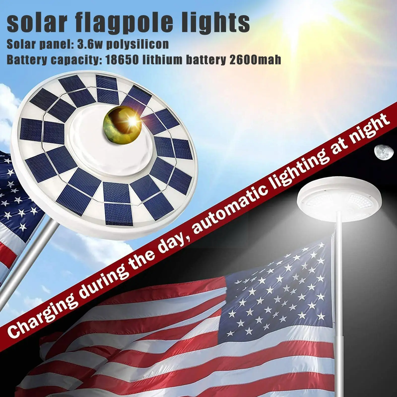 Outdoor Flag Pole Lights Solar Powered, Waterproof Solar Flag Pole Lights 128 LED Downlight Umbrella Light For Most Flag Po E2W7
Outdoor Flag Pole Lights Solar Powered, Waterproof Solar Flag Pole Lights 128 LED Downlight Umbrella Light For Most Flag Po E2W7