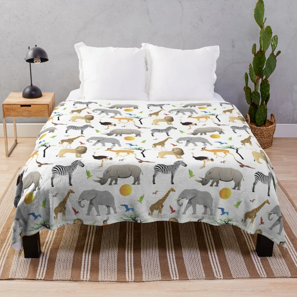 

Safari Savanna Various Animals Throw Blanket Fluffy Blankets Large