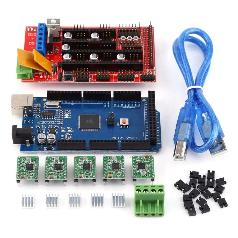 3D Printer Controller Set Ramps 1.4 Controller Mega2560 R3 Board A4988 Stepper Motor Driver for 3D Printer
3D Printer Controller Set Ramps 1.4 Controller Mega2560 R3 Board A4988 Stepper Motor Driver for 3D Printer