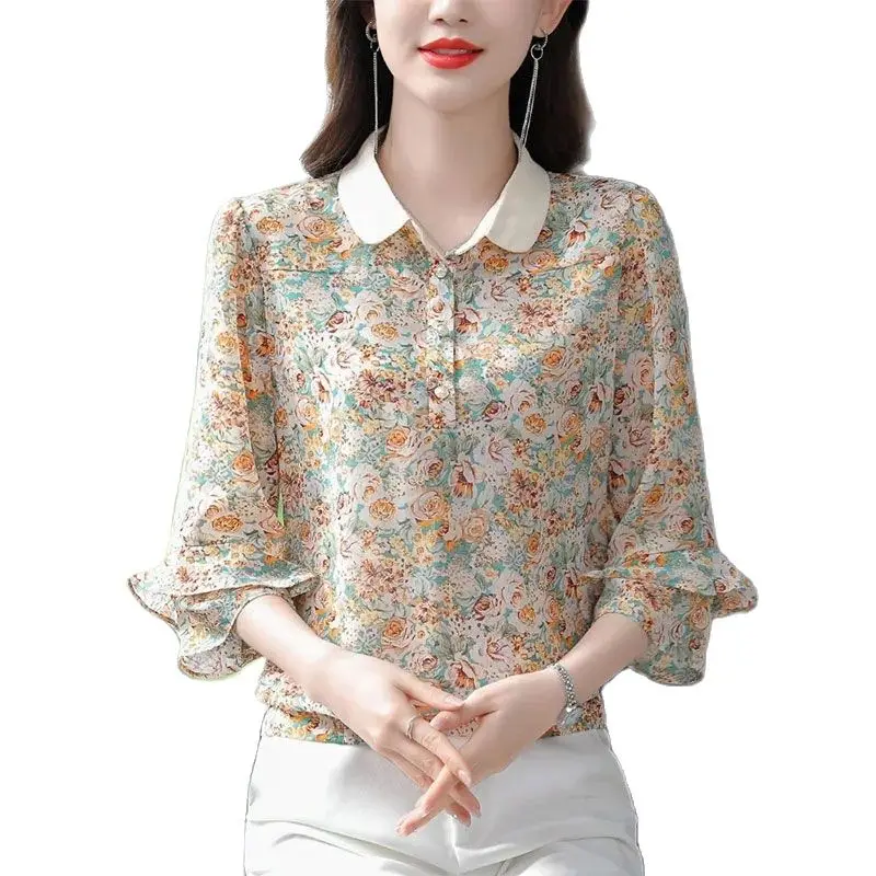 Floral Chiffon Shirt Women's Blouse 2022 New Spring Summer Fashion Three Quarter Elegant Shirts Female Loose Casual Print Blusas
Floral Chiffon Shirt Women's Blouse 2022 New Spring Summer Fashion Three Quarter Elegant Shirts Female Loose Casual Print Blusas