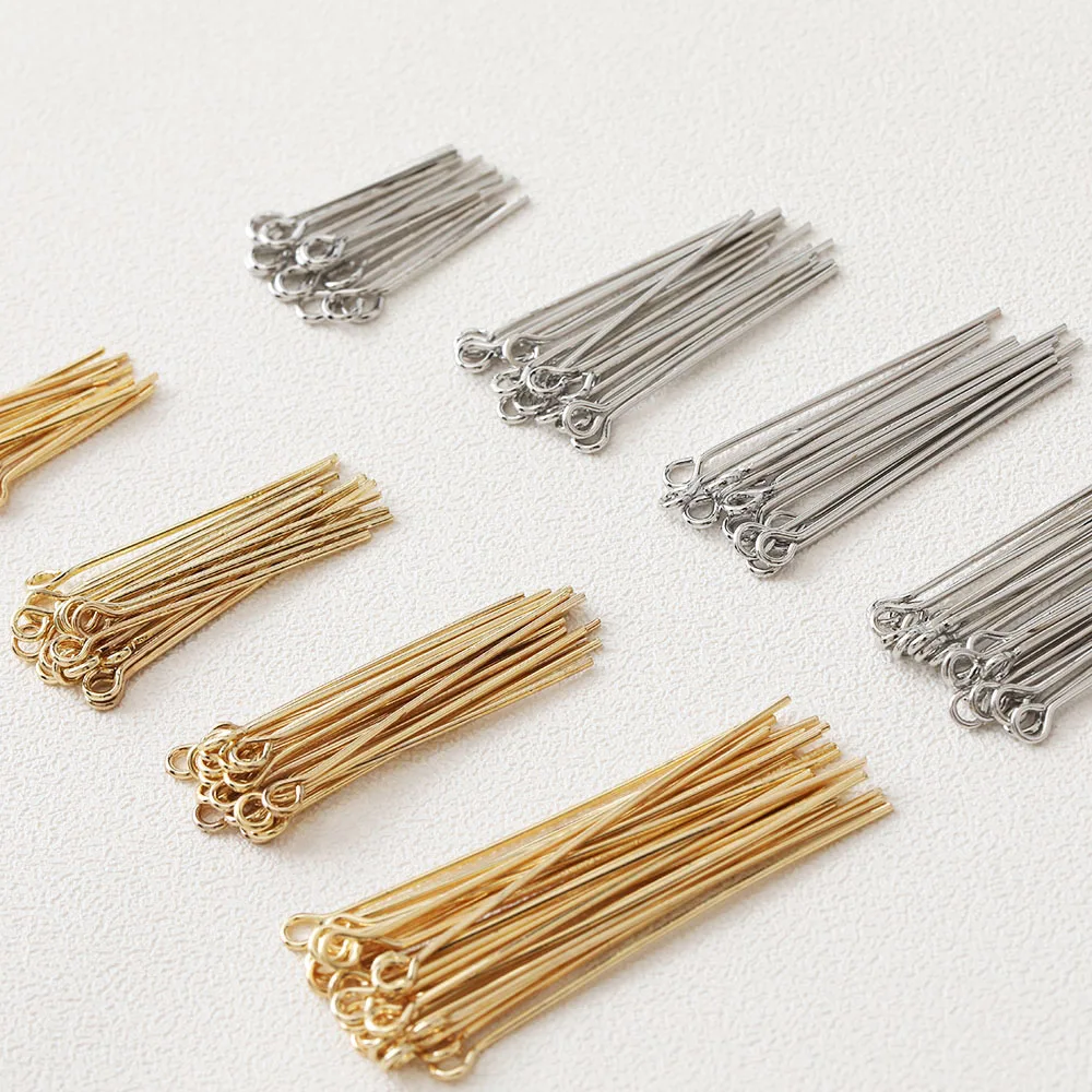 100pcs High Quality Copper Eye Pin 18K Gold Plated Silver Eyepins For Jewelry Making Findings DIY Earrings Crafts Accessories
100pcs High Quality Copper Eye Pin 18K Gold Plated Silver Eyepins For Jewelry Making Findings DIY Earrings Crafts Accessories