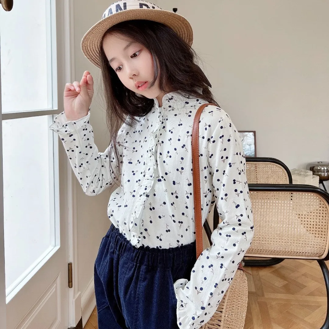 Autumn girls' blouse 100% Cotton Dark Blue Cherry Print Girls Long Sleeve Shirt baby tops
Autumn girls' blouse 100% Cotton Dark Blue Cherry Print Girls Long Sleeve Shirt baby tops