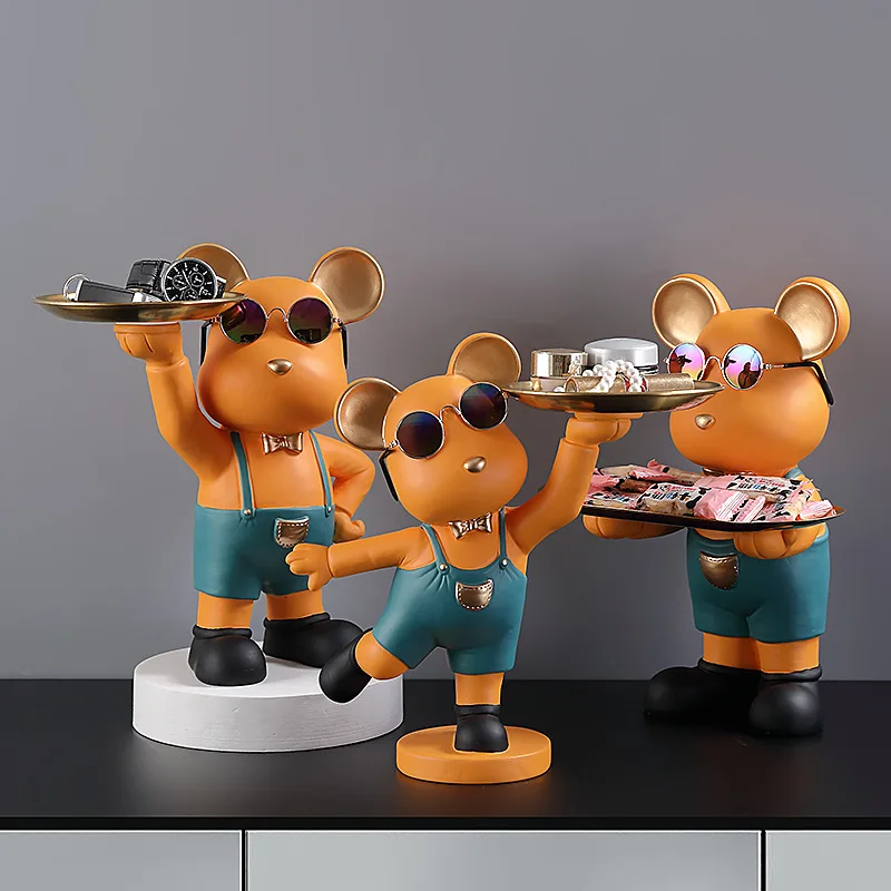 Wildlife bear figurine with tray storage, unique bear with glasses, resin art craft, home living room bedroom decoration gift.
Wildlife bear figurine with tray storage, unique bear with glasses, resin art craft, home living room bedroom decoration gift.