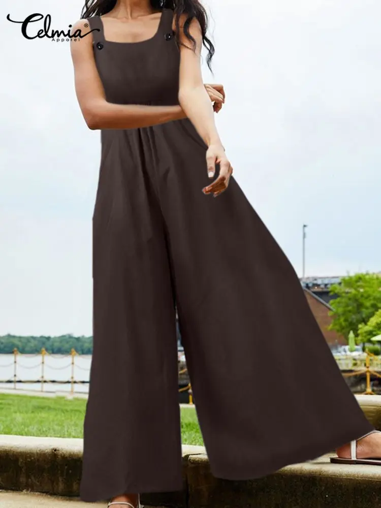 Celmia Women Wide Leg Long Jumpsuits Summer Sexy Strap Dungaree Casual Loose Solid Overalls Fashion Office Lady Soft Leggings
Celmia Women Wide Leg Long Jumpsuits Summer Sexy Strap Dungaree Casual Loose Solid Overalls Fashion Office Lady Soft Leggings