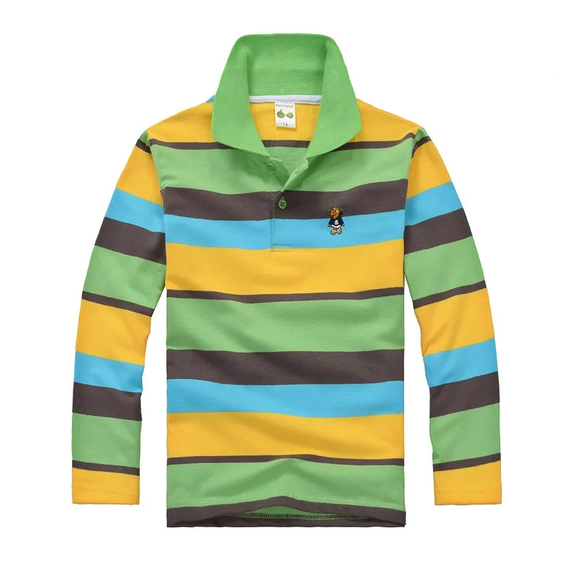 

Child Boys Long Sleeve Polos Kids Clothes Tops Color Stripes Turn-down Collar Baby Boy Camisetas Boys Shirts Teen Boy Polo Shirt