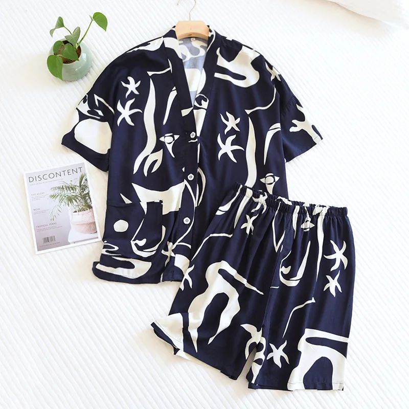 2022 Summer Ladies 100% Viscose Pajamas Short Sleeve Shorts Two Piece Floral V-Neck Thin Loose Women's Homewear Set Sleepwear
2022 Summer Ladies 100% Viscose Pajamas Short Sleeve Shorts Two Piece Floral V-Neck Thin Loose Women's Homewear Set Sleepwear
