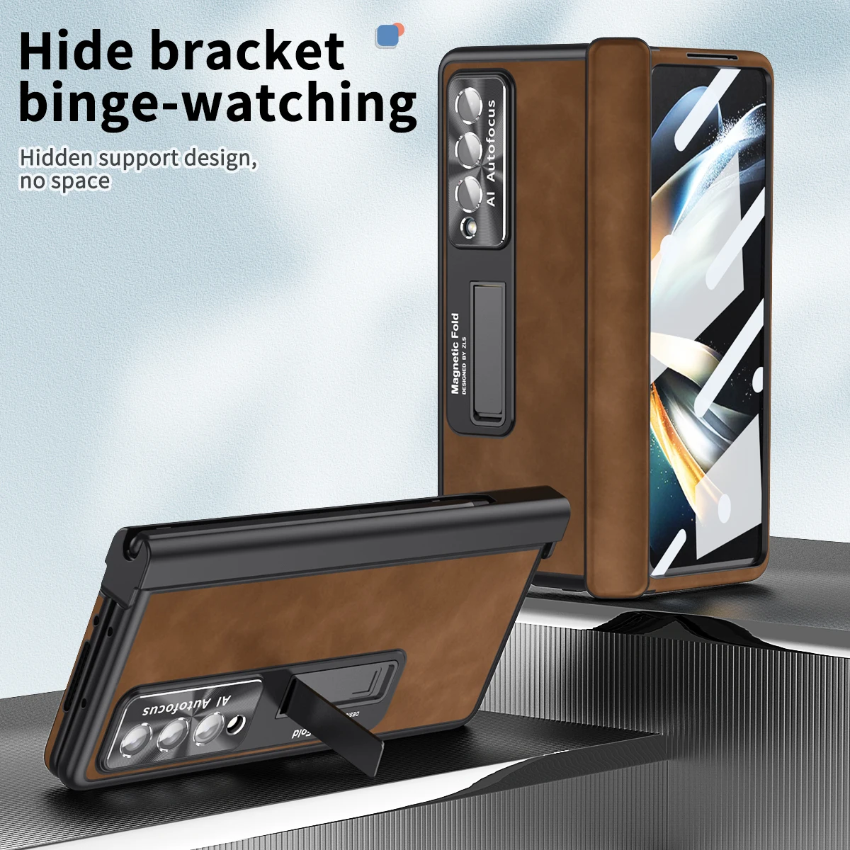 Magnetic Hinge Folding Case For Samsung Z Fold 4 5G High-end Business Nappa Stripe Holster For Z Fold 3 2 With Hidden Bracket
Magnetic Hinge Folding Case For Samsung Z Fold 4 5G High-end Business Nappa Stripe Holster For Z Fold 3 2 With Hidden Bracket