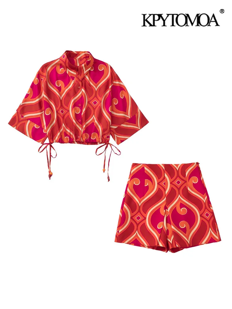 KPYTOMOA Women Fashion With Ties Printed Cropped Blouses And High Waist Side Zipper Shorts Female Two Pieces Sets Mujer
KPYTOMOA Women Fashion With Ties Printed Cropped Blouses And High Waist Side Zipper Shorts Female Two Pieces Sets Mujer