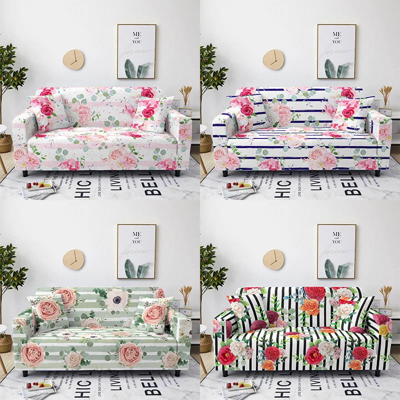 Эластичные Чехлы на диван с цветочным принтом, растягивающийся цельный чехол для дивана в полоску, домашний декор 
Эластичные Чехлы на диван с цветочным принтом, растягивающийся цельный чехол для дивана в полоску, домашний декор