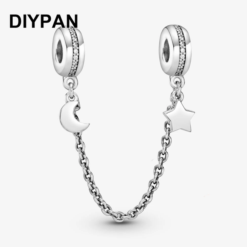 Fit Original Pandora Bracelet Charm 925 Sterling Silver Half Moon & Star Safety Chain Charm Women Jewelry Berloque
Fit Original Pandora Bracelet Charm 925 Sterling Silver Half Moon & Star Safety Chain Charm Women Jewelry Berloque
