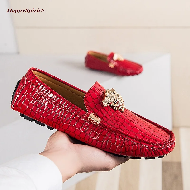 

Brand Casual Shoes High Quality Men's Leather Shoes Snake Pea Shoes Spring Summer Leather Ladies Moccasin Loafers