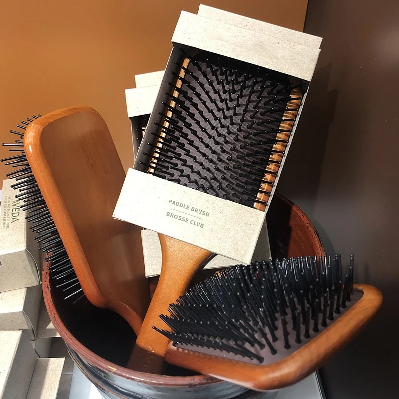 

Solid Wood Handle Air Cushion Hairdressing Combs Massage Scalp Curling Anti-static Curly Detangle Hair Brush Salon Styling Tools